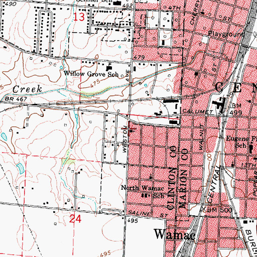 Topographic Map of West Side Baptist Church, IL