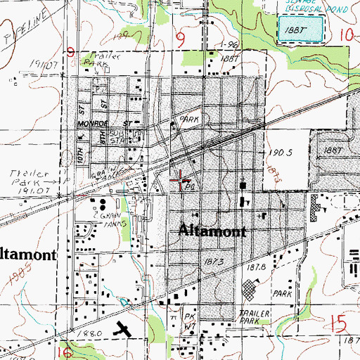 Topographic Map of Altamont Post Office, IL