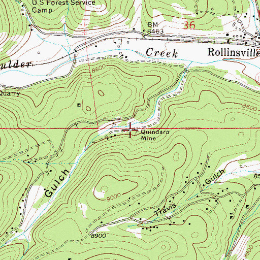 Topographic Map of Quindaro Mine, CO