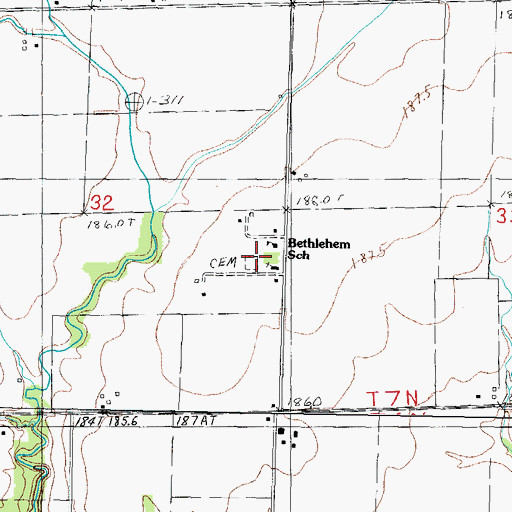 Topographic Map of Bethlehem Cemetery, IL
