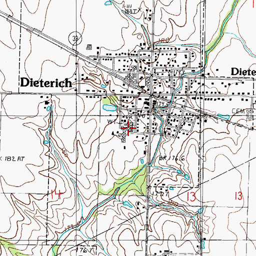 Topographic Map of Dieterich Elementary School, IL