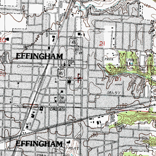 Topographic Map of East Side Grade School, IL
