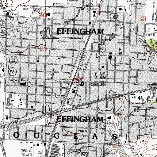 Topographic Map of Effingham City Hall, IL