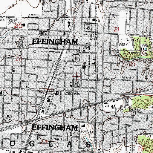 Topographic Map of Effingham County Courthouse, IL