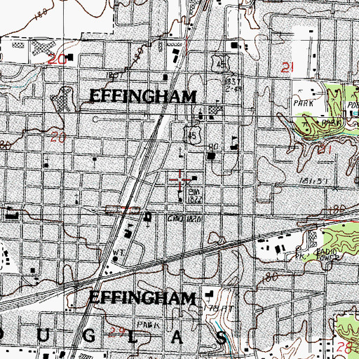 Topographic Map of Effingham County Jail, IL