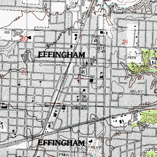 Topographic Map of First Christian Church, IL