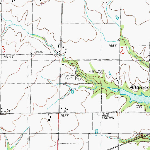 Topographic Map of German Methodist Cemetery, IL