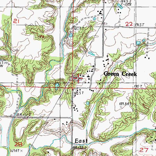 Topographic Map of Green Creek Cemetery, IL