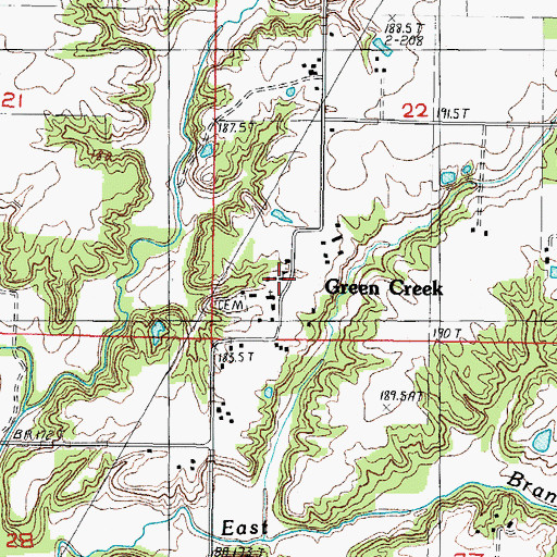 Topographic Map of Green Creek Grade School, IL