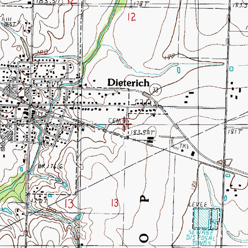 Topographic Map of Immaculate Conception Cemetery, IL