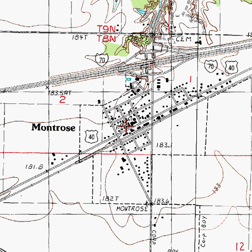 Topographic Map of Montrose Post Office, IL