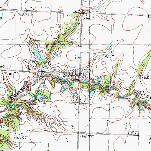 Topographic Map of Mount Zion Cemetery, IL