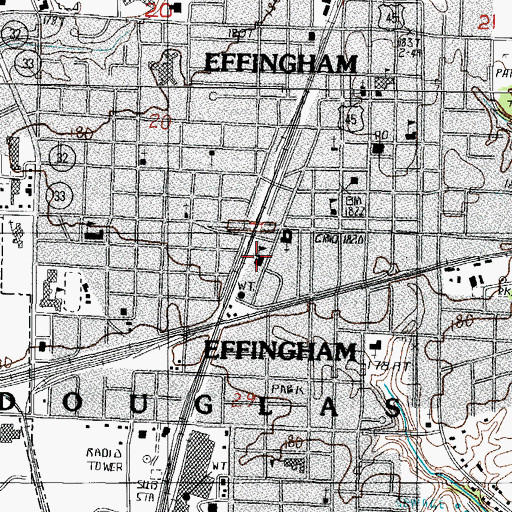 Topographic Map of Sacred Hearth School, IL