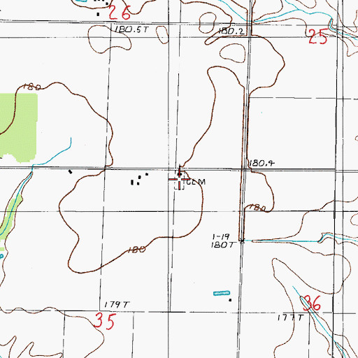 Topographic Map of Saint John Lutheran Cemetery, IL