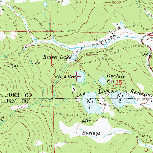 Topographic Map of Glen Reservoir, CO