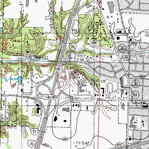Topographic Map of Saint John Lutheran Cemetery, IL