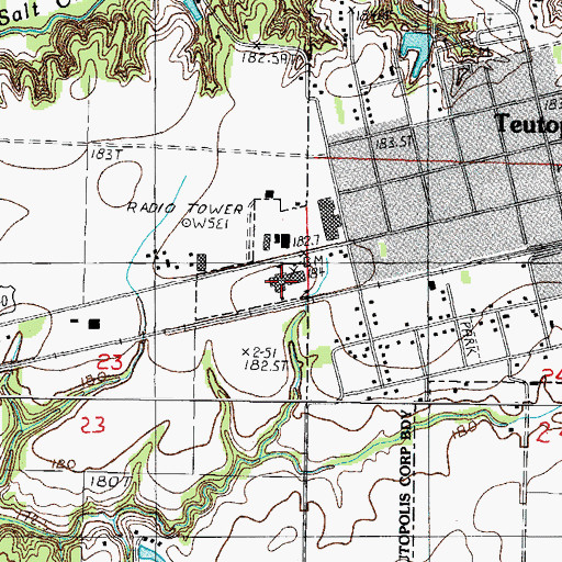 Topographic Map of Teutopolis High School, IL