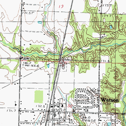 Topographic Map of Watson Cemetery, IL