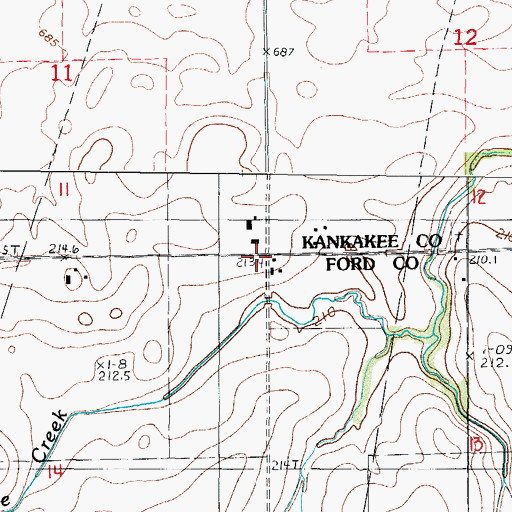 Topographic Map of Eldredgeville Post Office (historical), IL