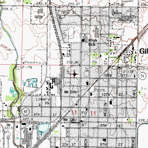 Topographic Map of First Christian Church, IL