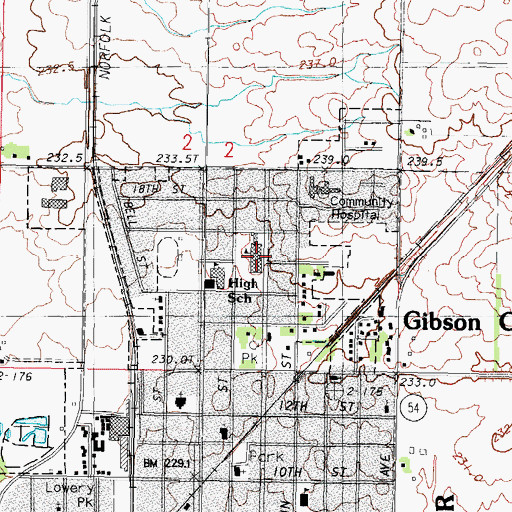 Topographic Map of Gibson City-Melvin-Sibley Elementary School, IL