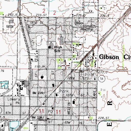Topographic Map of McMillen Baseball Park, IL