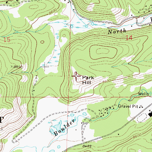 Topographic Map of Park Hill, CO