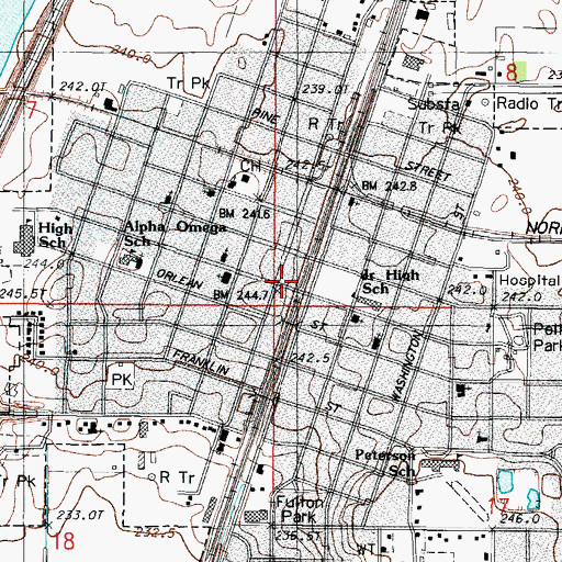 Topographic Map of Paxton City Hall, IL