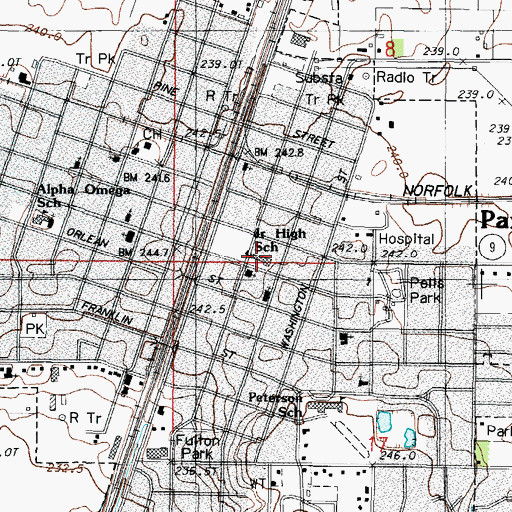 Topographic Map of Paxton-Buckley-Loda Junior High School, IL