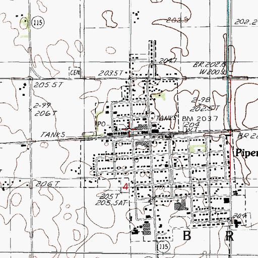 Topographic Map of Piper City Post Office, IL