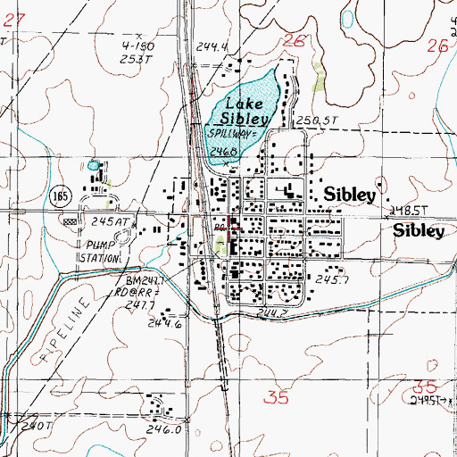 Topographic Map of Sibley Post Office, IL