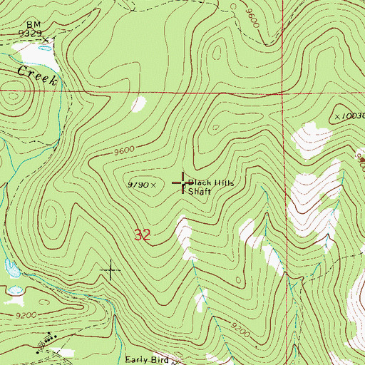 Topographic Map of Black Hills Shaft, CO