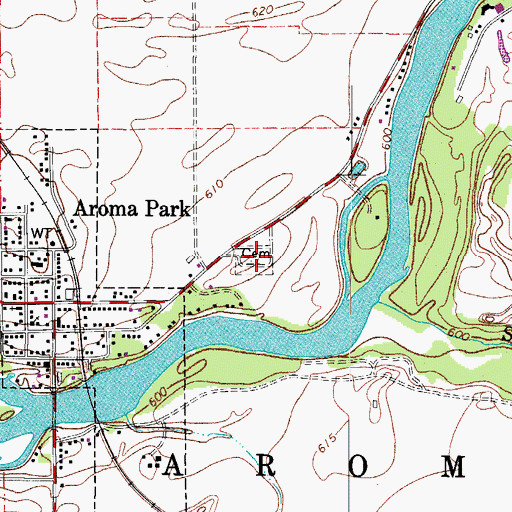 Topographic Map of Aroma Park Cemetery, IL