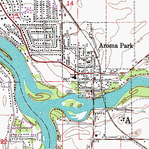 Topographic Map of Aroma Park Primary School, IL