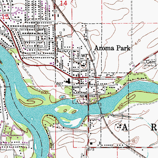Topographic Map of Aroma Park United Methodist Church, IL