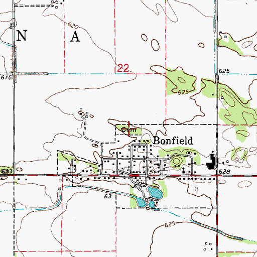Topographic Map of Bonfield Cemetery, IL