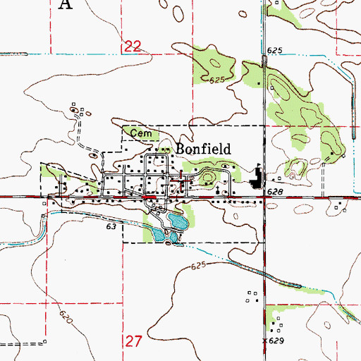 Topographic Map of Bonfield First United Methodist Church, IL