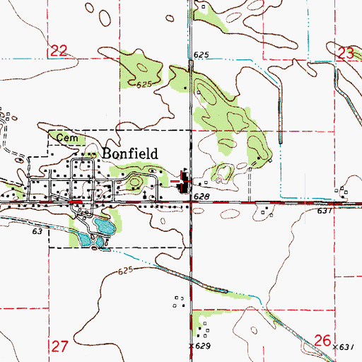 Topographic Map of Bonfield Grade School, IL
