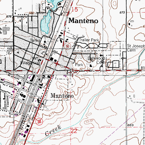 Topographic Map of First Baptist Church, IL