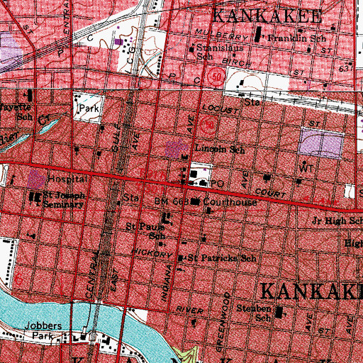 Topographic Map of First Presbyterian Church, IL