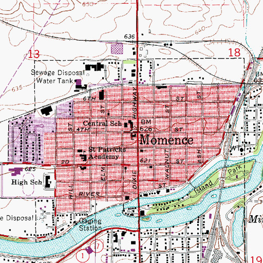 Topographic Map of First United Methodist Church, IL