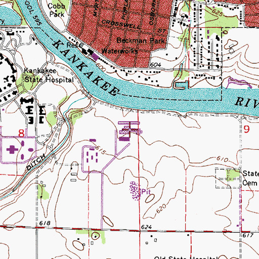 Topographic Map of Kankakee Community College, IL