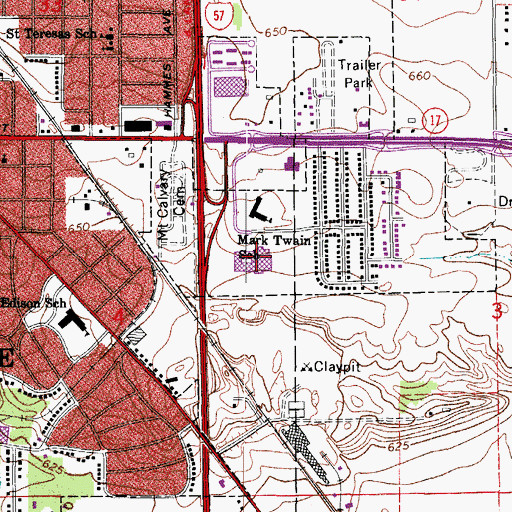Topographic Map of Kankakee Junior High School, IL