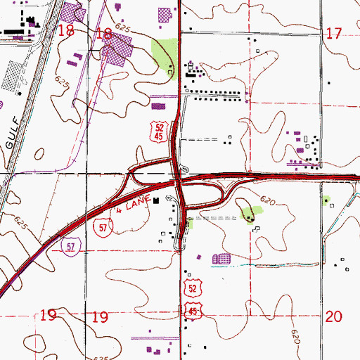Topographic Map of Interchange 308, IL