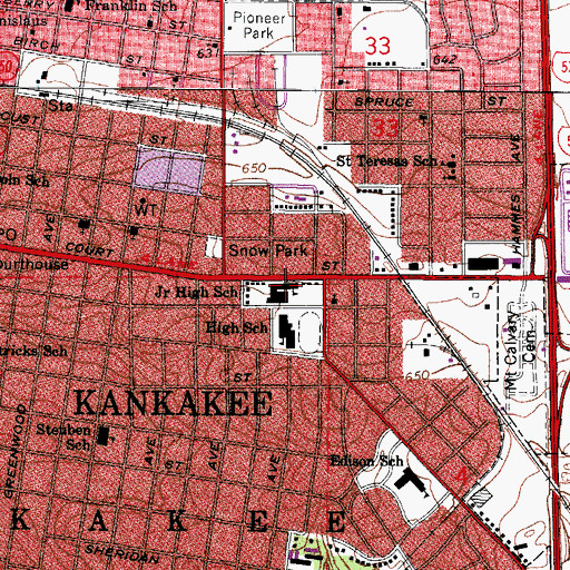 Topographic Map of King Middle Grade School, IL