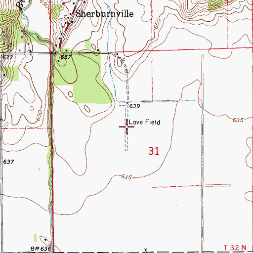 Topographic Map of Love Field (historical), IL