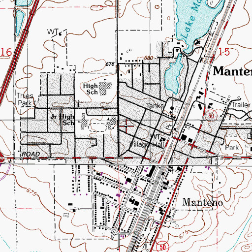 Topographic Map of Manteno United Methodist Church, IL