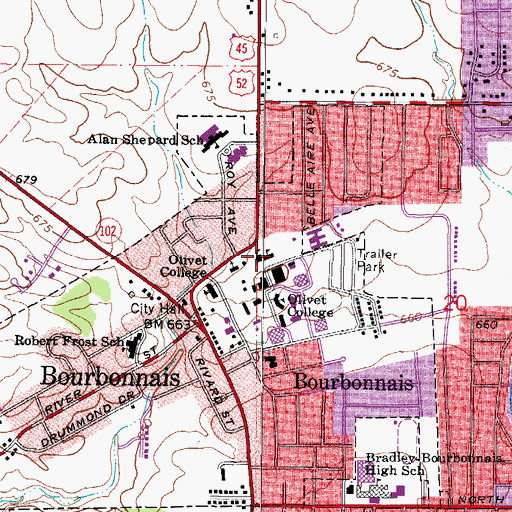 Topographic Map of Maternity Blessed Virgin Mary School, IL
