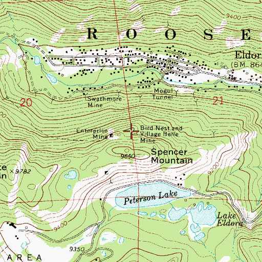 Topographic Map of Bird Nest and Village Belle Mine, CO
