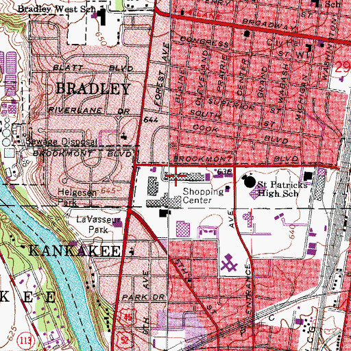 Topographic Map of Meadowview Shopping Center, IL